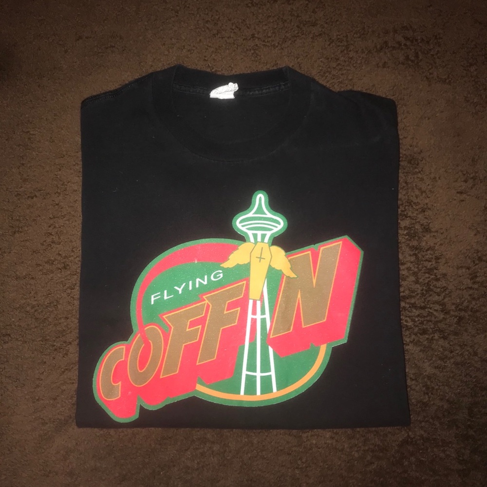 Flying coffin t shirt